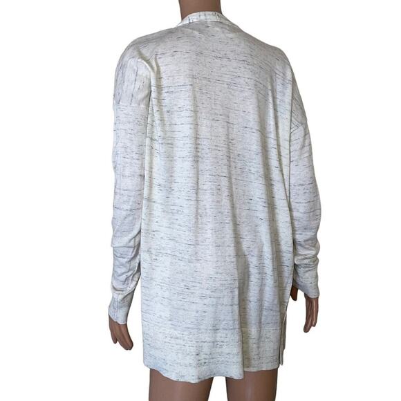 Lou & Grey marbled knit lightweight white and grey open front cardigan SZ M - Picture 4 of 9